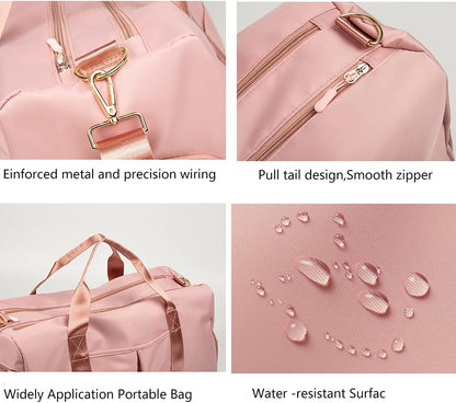 Sports Gym Duffel Bag for Men or Women Waterproof Weekender Travel Bag with Shoes Compartment Dry and Wet Separation for Training Swim Yoga(Red)