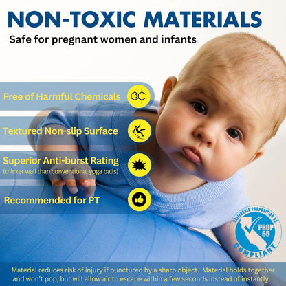 Exercise Ball - Premium Gym-Grade Balance Ball for Fitness, Yoga, Workouts, Pregnancy, and Physical Therapy in Various Sizes