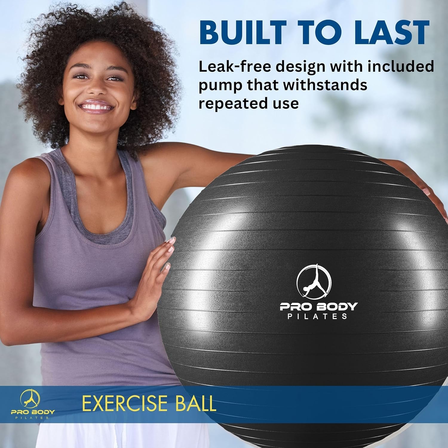 Exercise Ball - Premium Gym-Grade Balance Ball for Fitness, Yoga, Workouts, Pregnancy, and Physical Therapy in Various Sizes