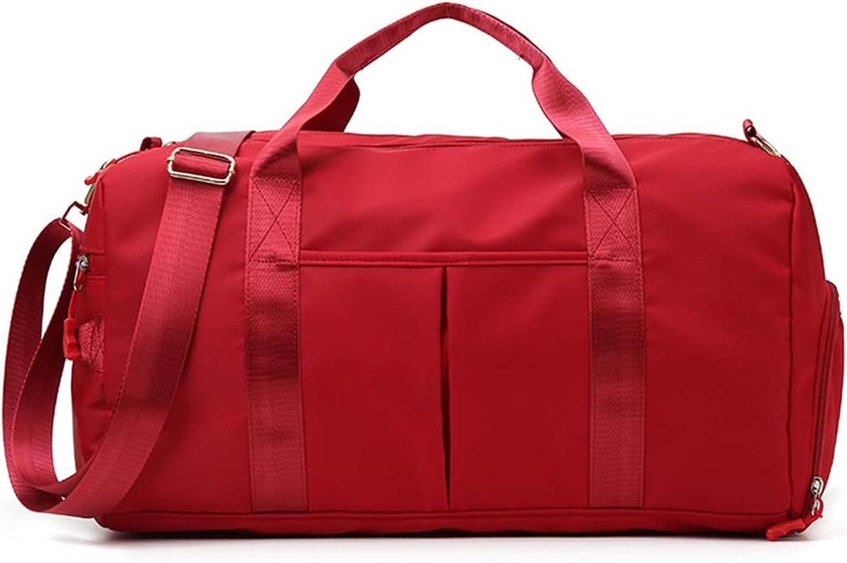 Sports Gym Duffel Bag for Men or Women Waterproof Weekender Travel Bag with Shoes Compartment Dry and Wet Separation for Training Swim Yoga(Red)