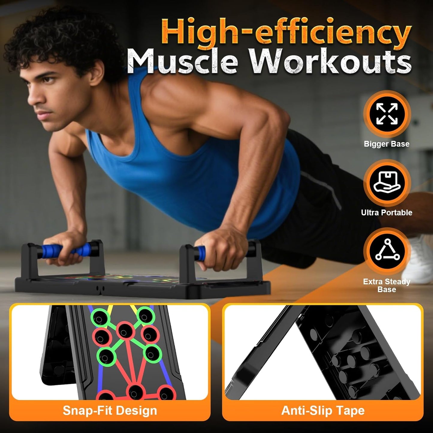 Solid Push up Board 15 in 1 Home Workout Equipment Multi-Functional Pushup Stands System Fitness Floor Chest Muscle Exercise Professional Equipment Burn Fat Strength Training Arm Men & Women Weights