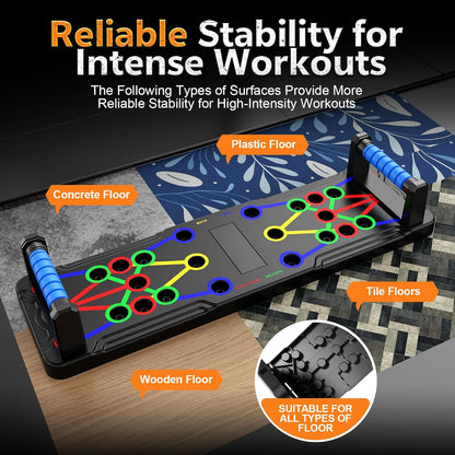 Solid Push up Board 15 in 1 Home Workout Equipment Multi-Functional Pushup Stands System Fitness Floor Chest Muscle Exercise Professional Equipment Burn Fat Strength Training Arm Men & Women Weights