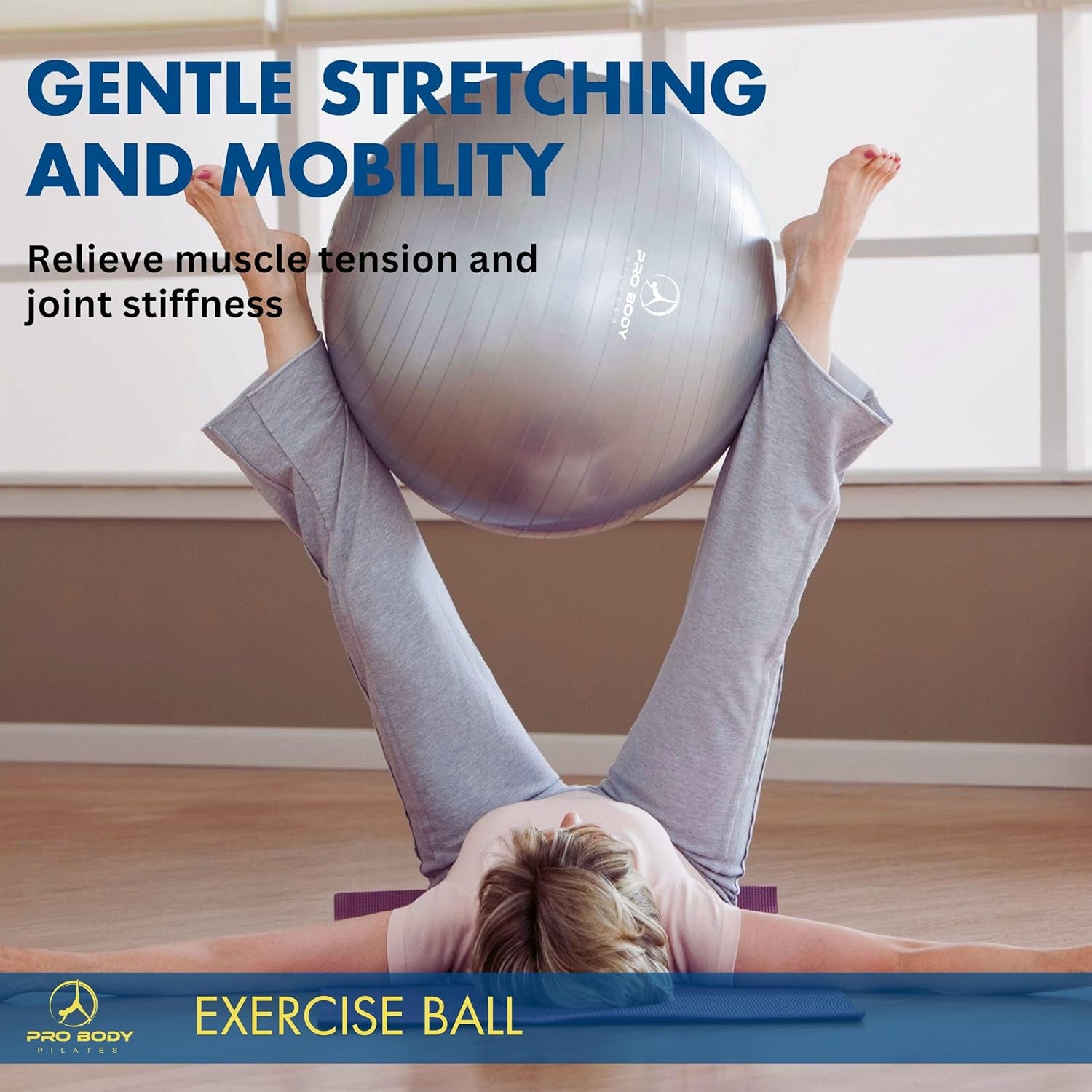 Exercise Ball - Premium Gym-Grade Balance Ball for Fitness, Yoga, Workouts, Pregnancy, and Physical Therapy in Various Sizes