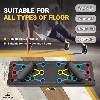 Solid Push up Board 15 in 1 Home Workout Equipment Multi-Functional Pushup Stands System Fitness Floor Chest Muscle Exercise Professional Equipment Burn Fat Strength Training Arm Men & Women Weights